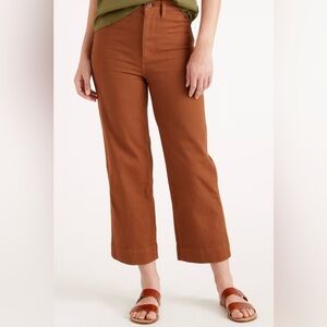 Quince- Organic Stretch Cotton Twill Wide-Leg Crop Pants in Rust, NWT
